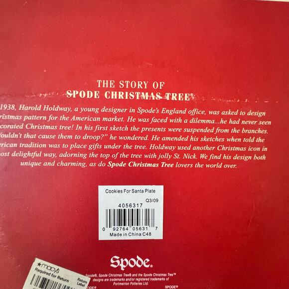 Spode Christmas Tree Cookies For Santa Plate 9" 4056317 Box Macy's Holiday - Picture 15 of 15